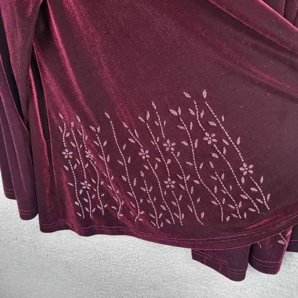 Coldwater Creek Velvet Textured Jacket Wine PM Open Front Luxe Layer
